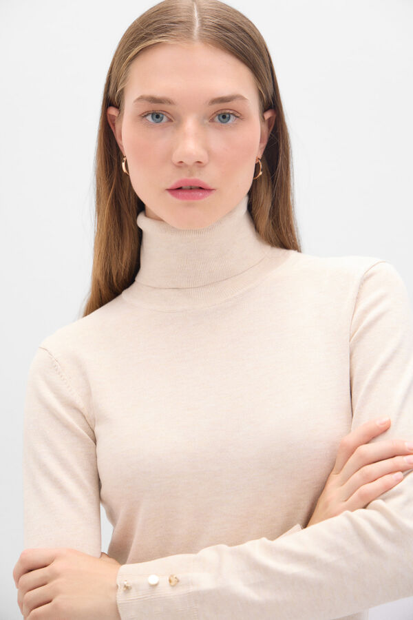 Cortefiel Polo neck jumper Ivory