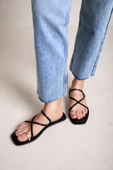 Bryan Stepwise Sand&aacute;lia com tiras Preto