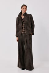 Cortefiel Plaid jacket Printed brown