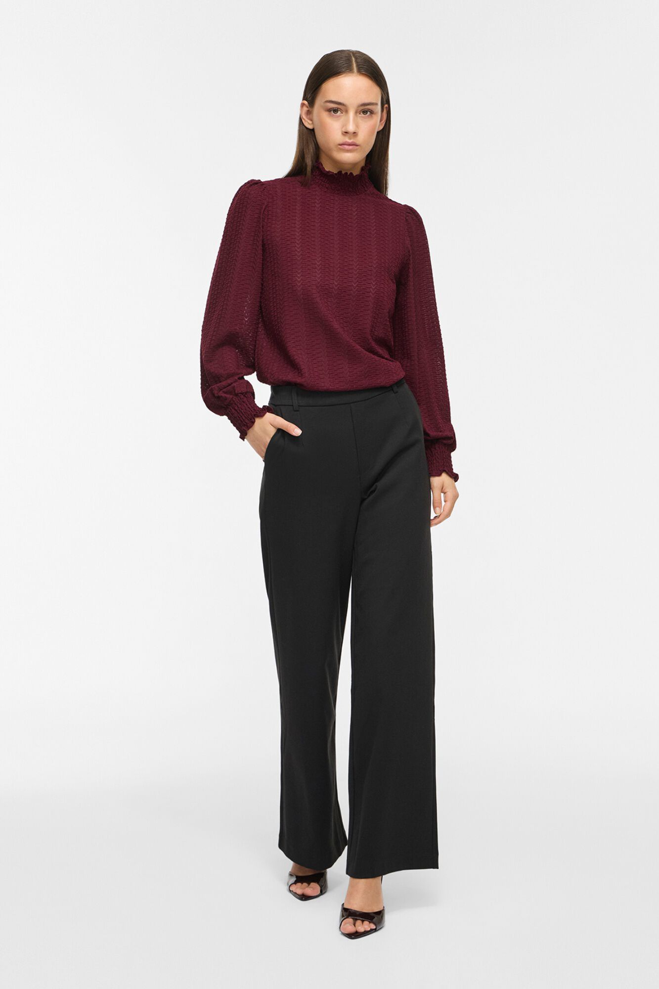 Vila High neck textured blouse
