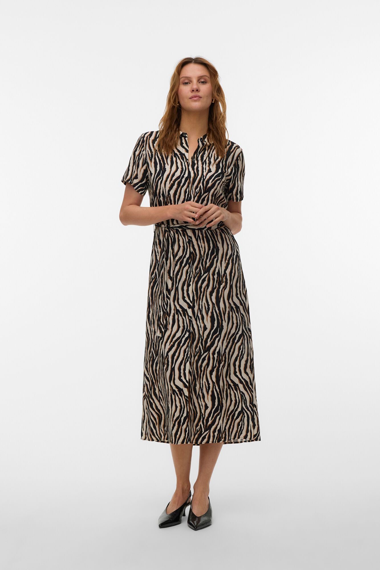 Vero Moda Vestido midi estampado de manga curta