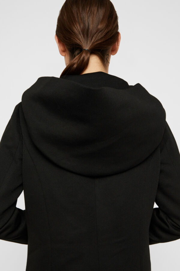 Cortefiel Abrigo de manga larga con capucha Negro