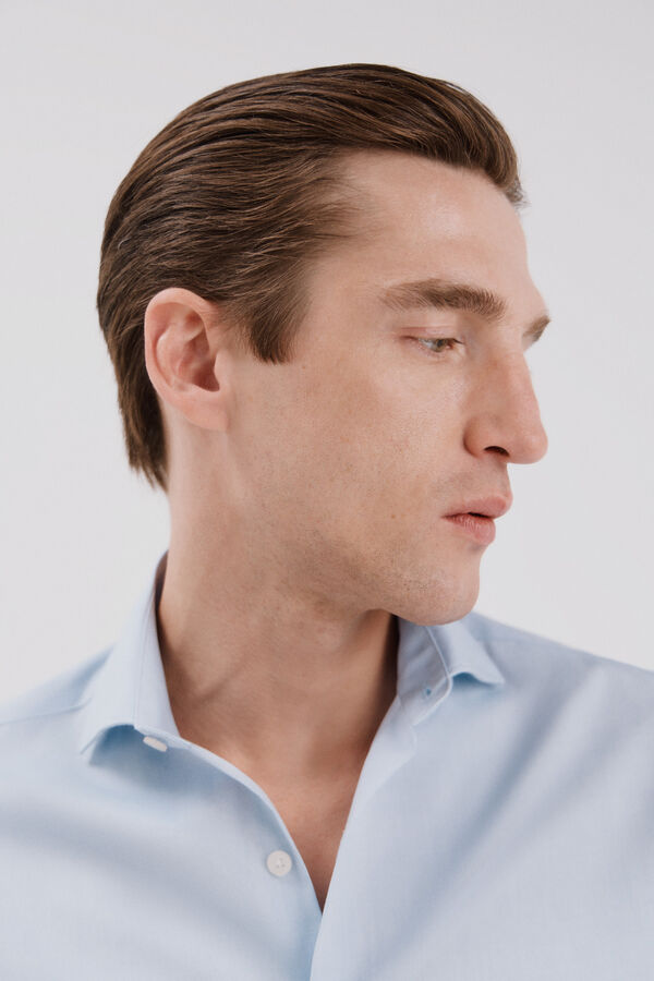 Cortefiel Plain easy-iron dress shirt Blue