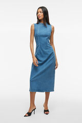 Vila Vestido midi de ganga Azul