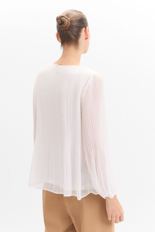 Cortefiel Printed pleated blouse White