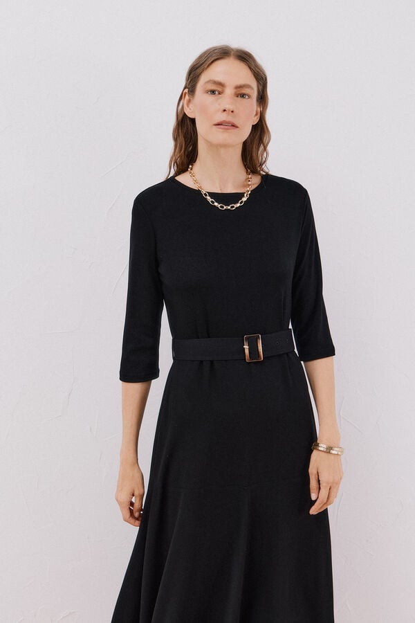 Cortefiel Combined dress with belt Black