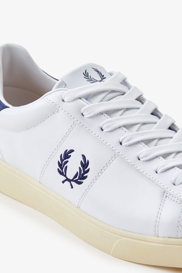 Cortefiel Spencer leather trainer White