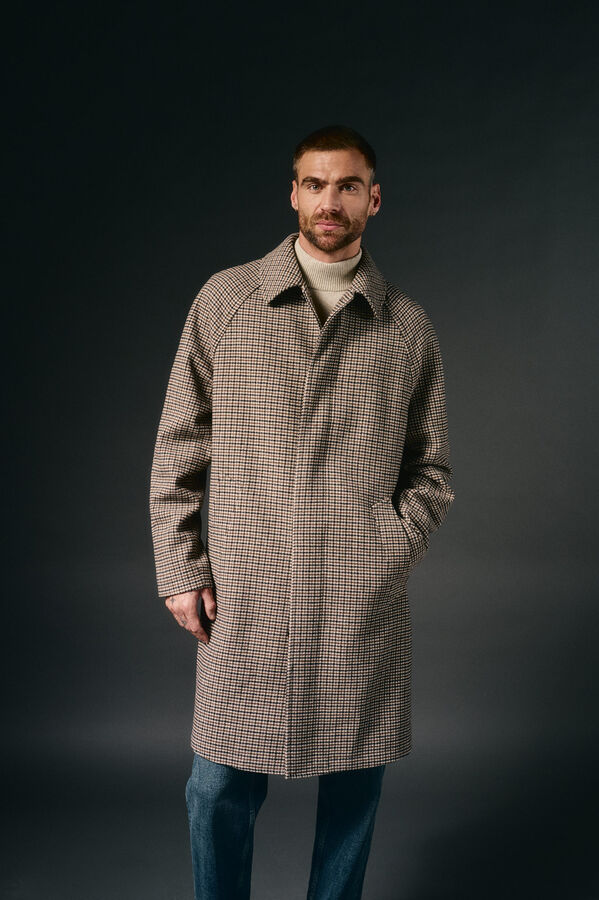 OOTO Sobretudo xadrez inglês Tostado