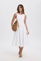 Selected Cotton midi dress White
