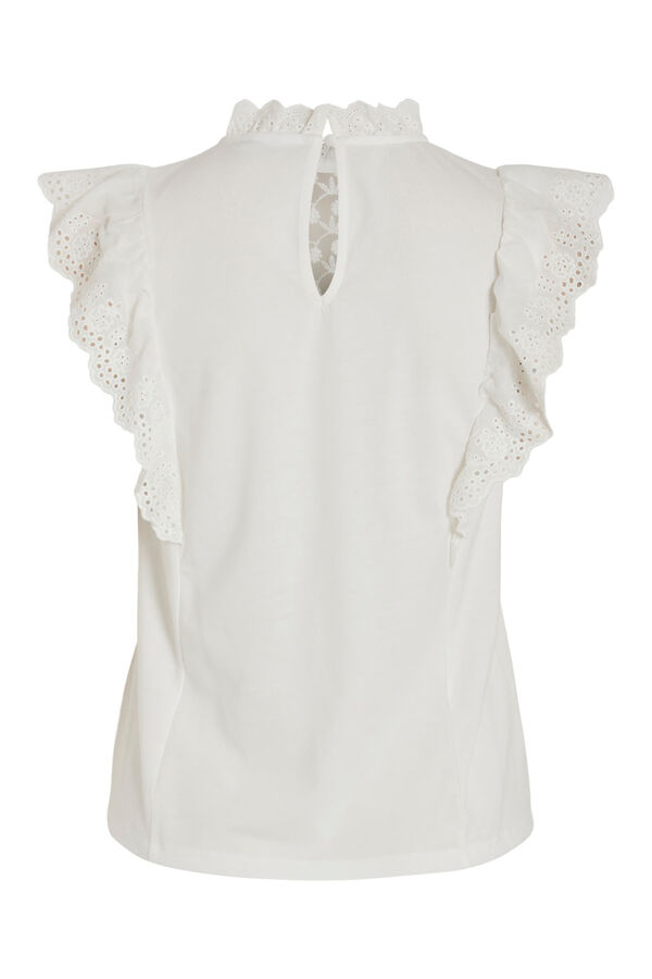 Cortefiel Romantic openwork ruffles blouse White