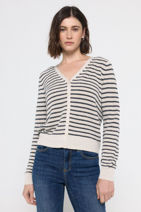Vero Moda Jaqueta lurex gola manga comprida com bico Cinzento