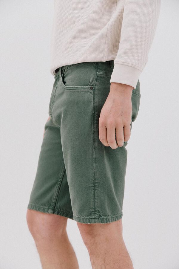 Cortefiel Coloured denim bermuda shorts Green