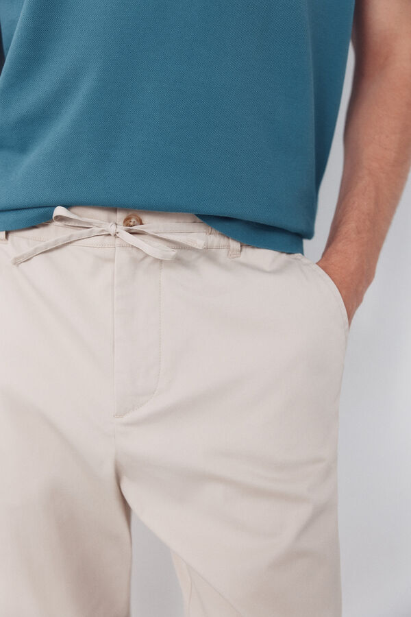 Cortefiel Technical chinos trousers with tapered laces Beige