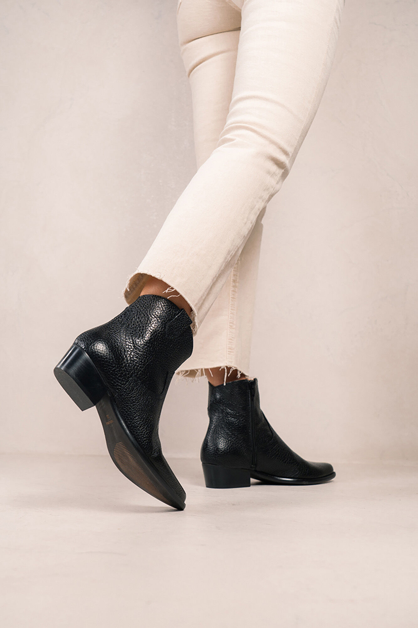 Bryan Stepwise Cal&iacute;ope Botins cowboy vintage de pele