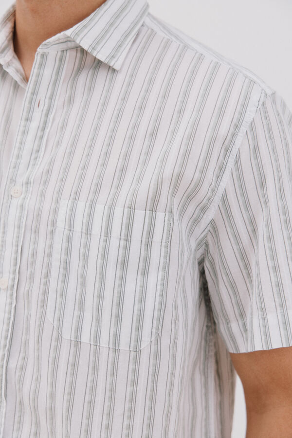 Cortefiel short sleeve striped shirt Green
