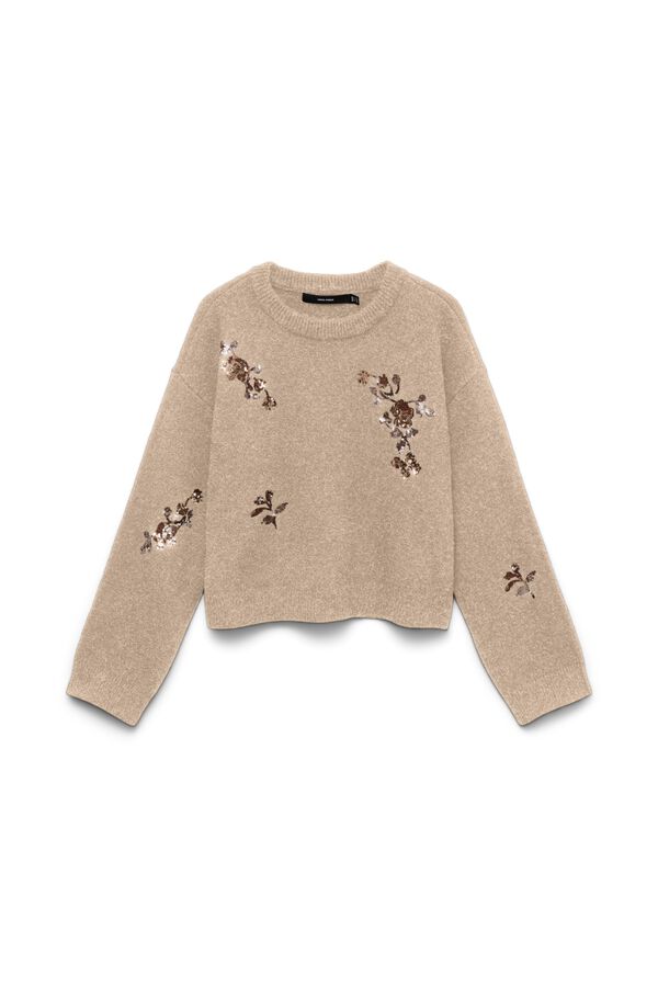 Vero Moda Camisola com lantejoulas Castanho