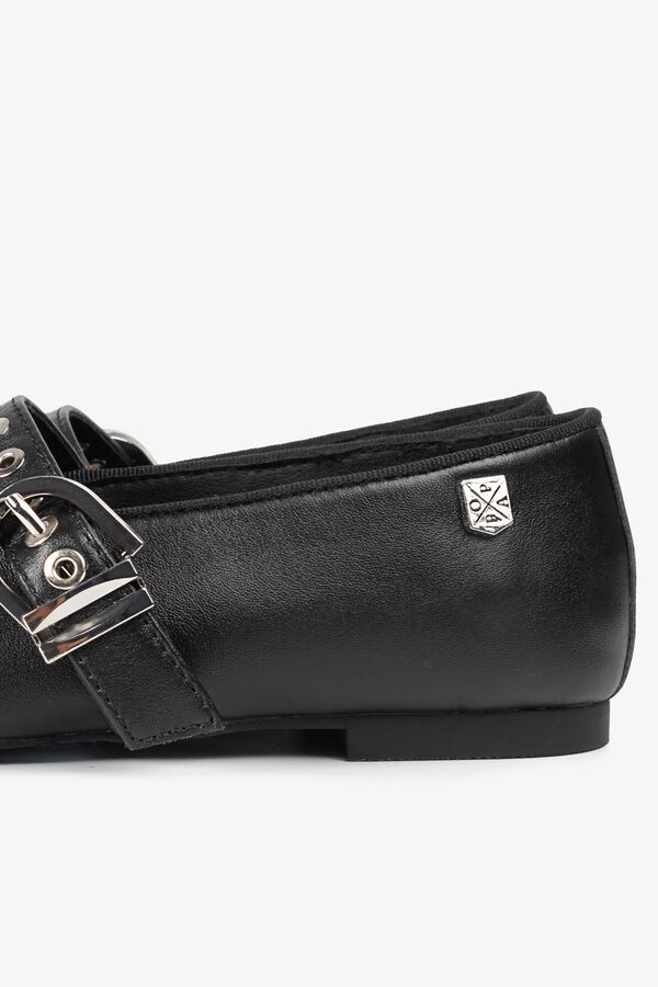 Popa Luzetta nappa ballet flats Black