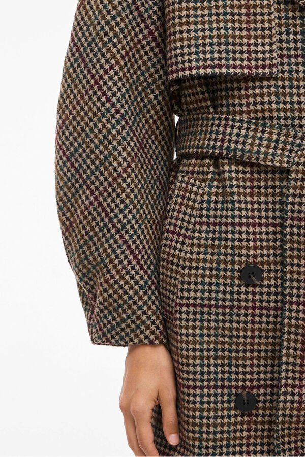 Vila Abrigo largo de lana con cuadros Marrón