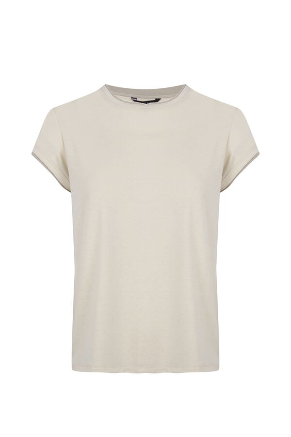 Cortefiel Piping detail T-shirt Ivory