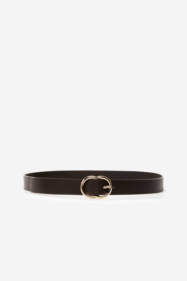 Cortefiel Basic double buckle belt Dark brown