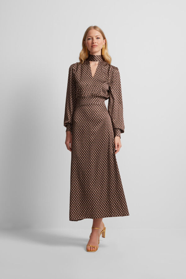 Silbon Satin midi dress Brown