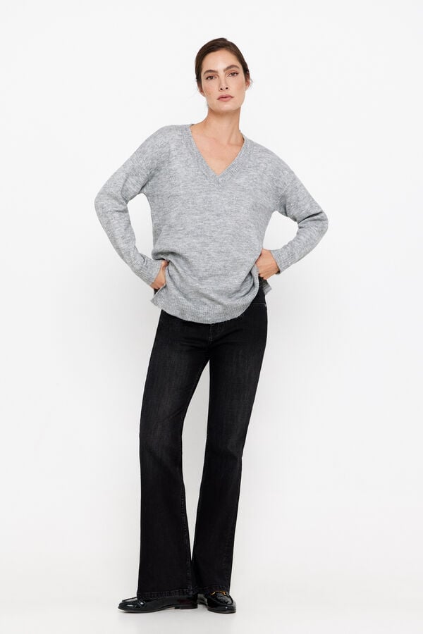 Cortefiel Wide jumper with openings Grey