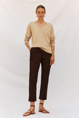 Cortefiel Straight trousers with elasticated back Nude