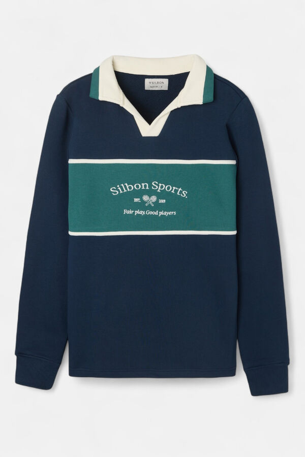 Silbon Sweatshirt com gola polo Silbon Sports Azul