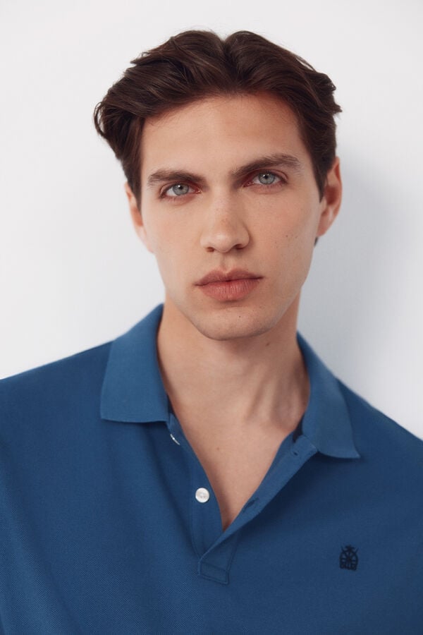 Cortefiel Piqu&eacute; basic polo shirt Blue