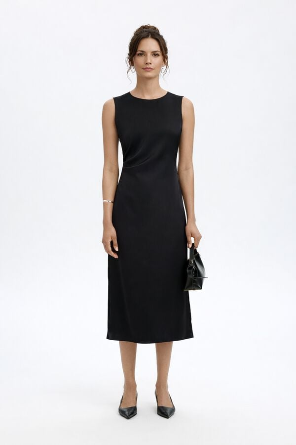 Selected Vestido midi sem mangas Preto