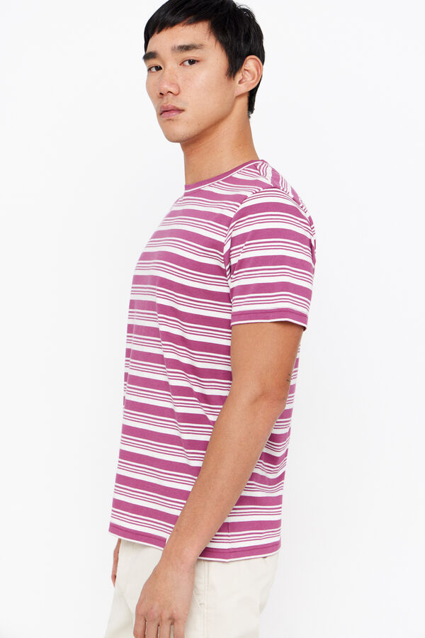 Cortefiel Striped T-shirt Maroon