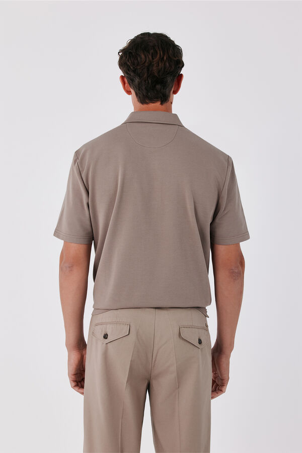 Cortefiel Ottoman structure polo shirt Brown