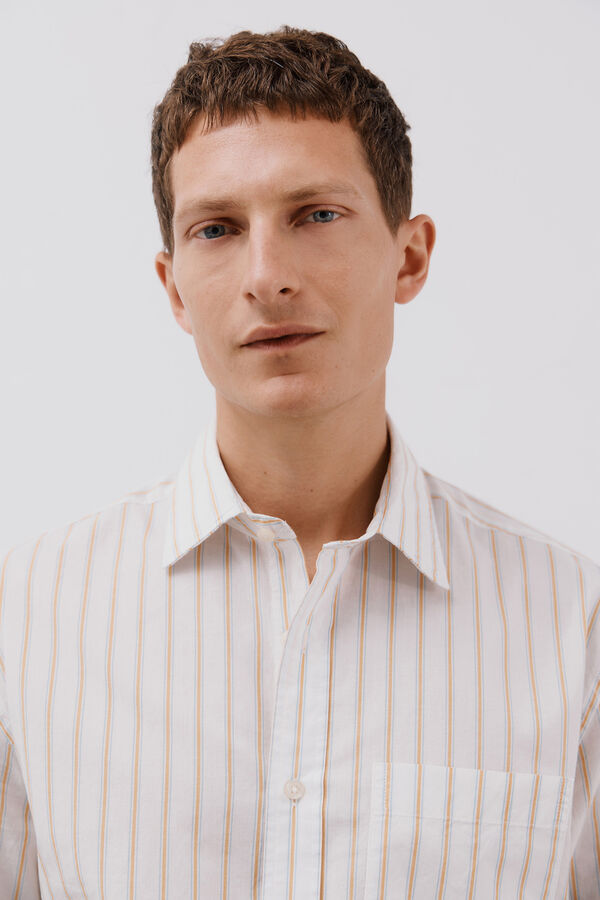 Cortefiel Striped poplin shirt White