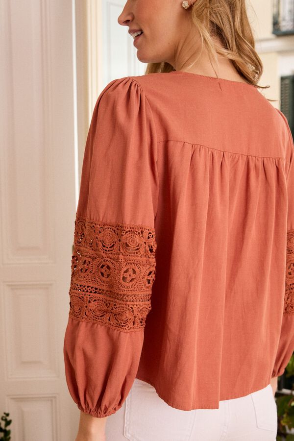 Pol&iacute;n Et Moi Camisa Troquelado Manuela Naranja