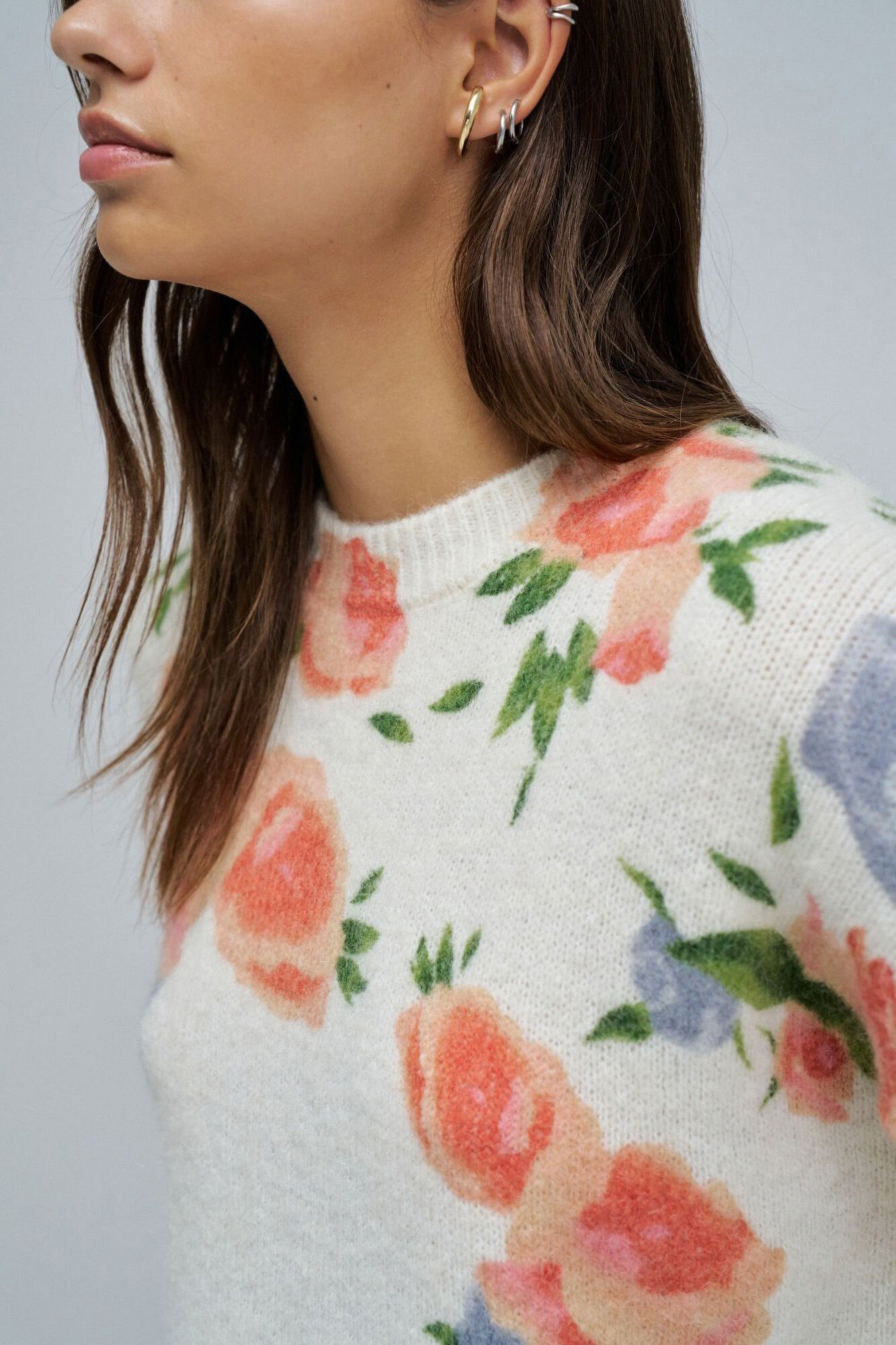 Salsa Jeans Camisola de l&atilde; e mohair com estampado floral