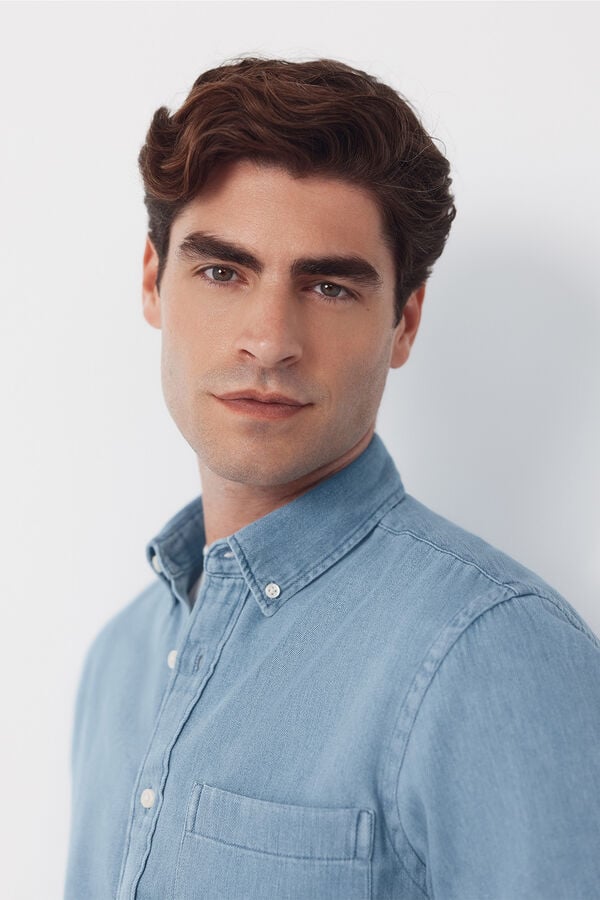 Cortefiel Denim shirt Blue