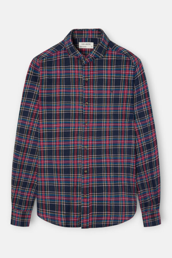 Silbon Camisa esportiva xadrez tartan bicolor Granada