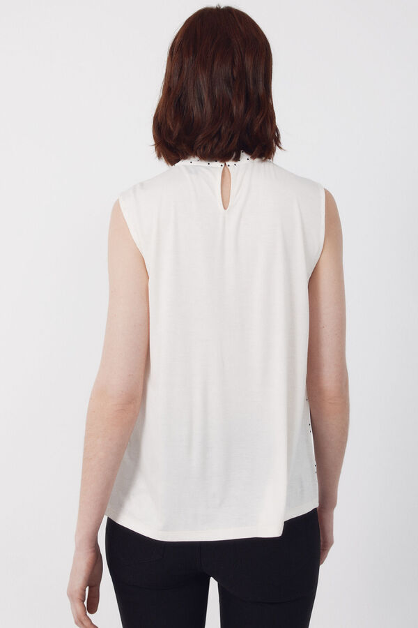 Cortefiel Cropped teardrop top Printed white