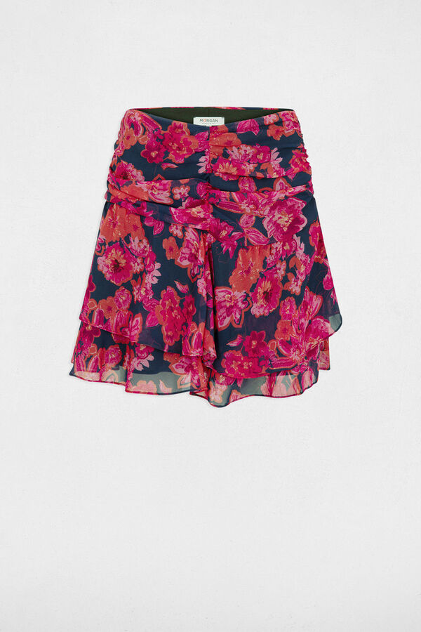 Cortefiel Short floral print skirt Printed red