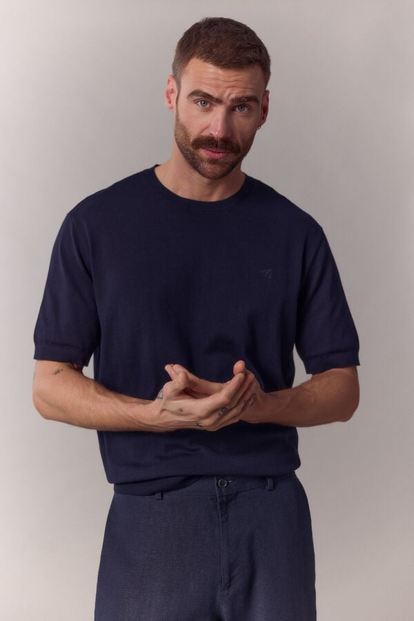 OOTO T-shirt camisola premium manga curta em algod&atilde;o Azul