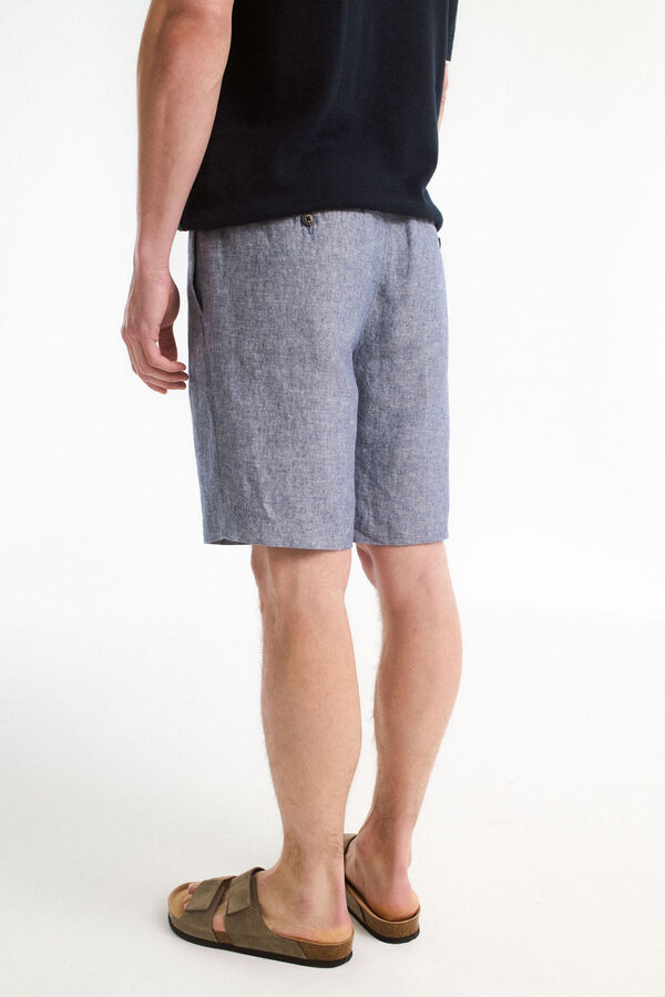 Selected Bermuda de linho com caimento relaxado Cinzento