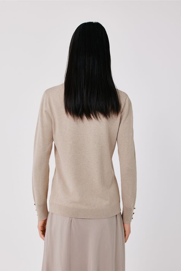 Cortefiel Round neck jumper Nude