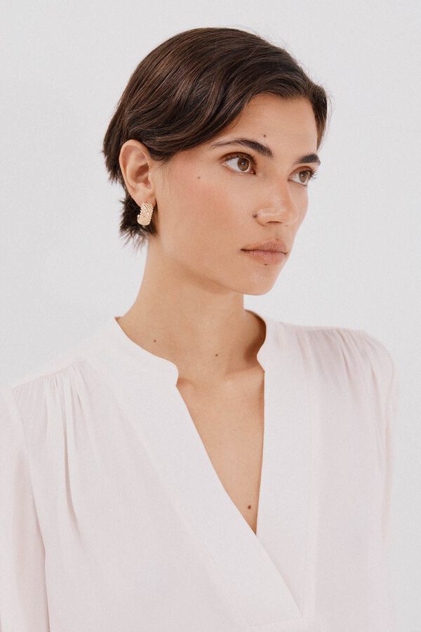 Cortefiel Elastic buttons shirt Ivory