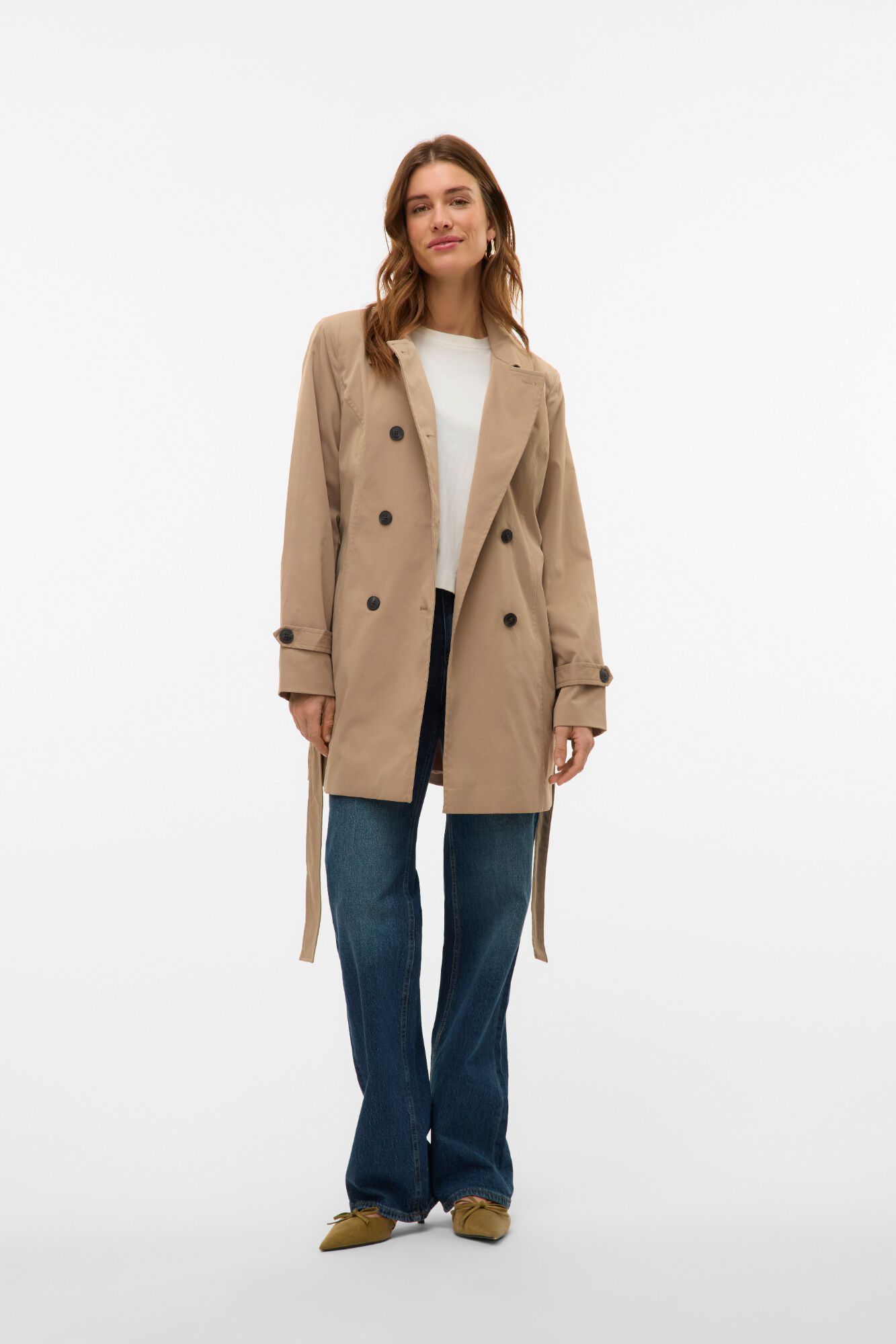 Vero Moda Gabardina cl&aacute;ssica midi