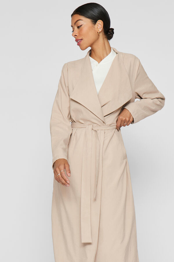 Vila Long knotted trench coat Cinzento