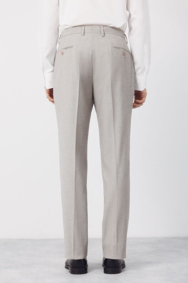 Cortefiel XXI Serie Taupe Structured Trousers Beige