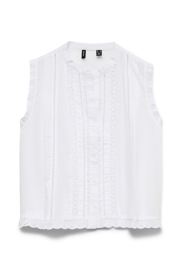 Vero Moda Top em algod&atilde;o sem mangas Branco