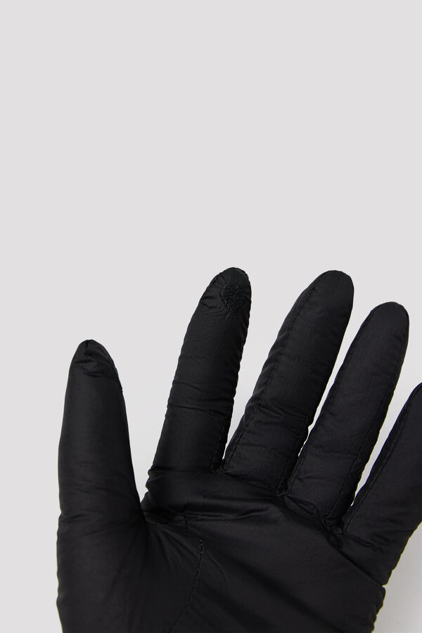 Cortefiel Nylon faux fur effect gloves Black