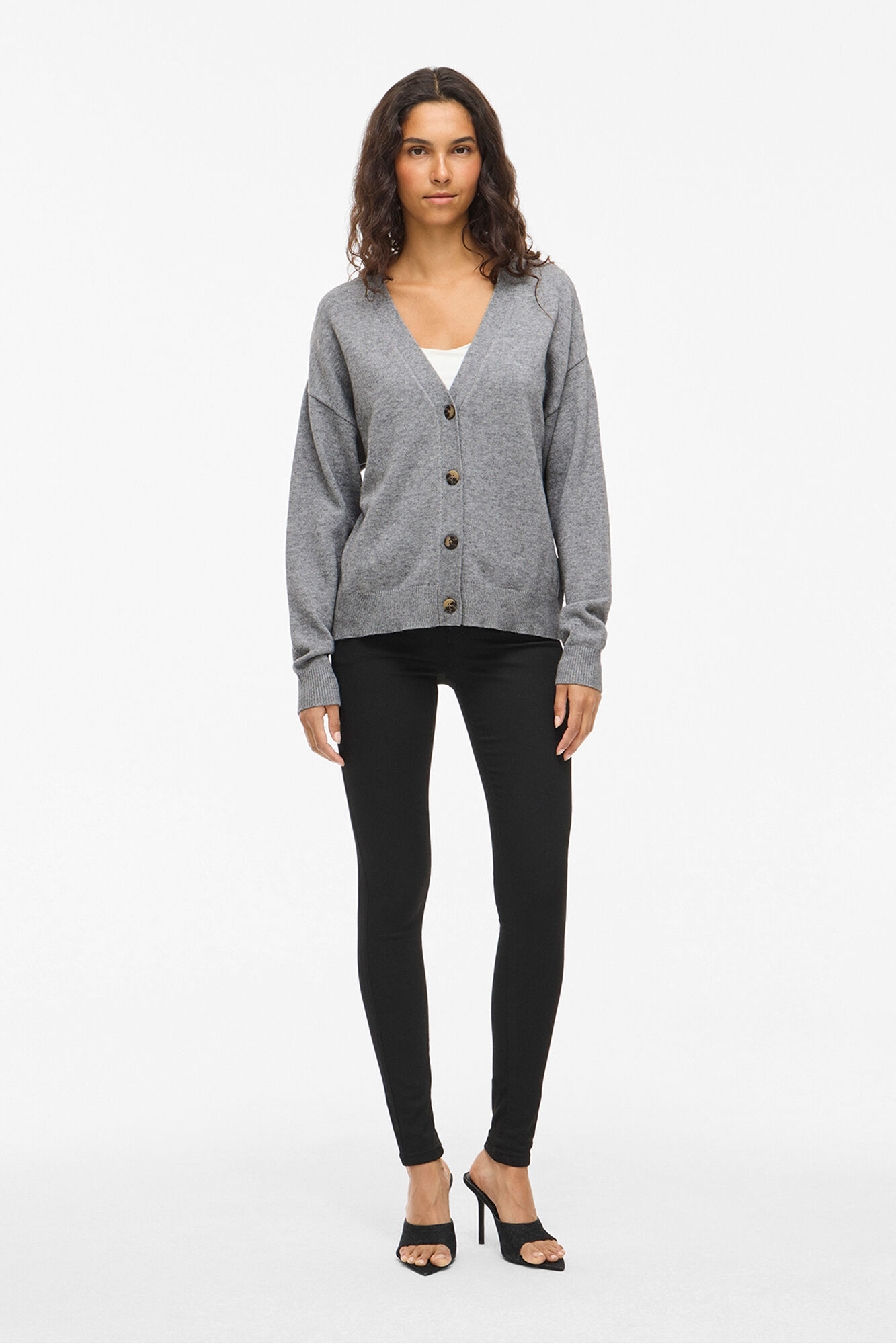 Vila Casaco de malha de malha com bot&otilde;es e viscose