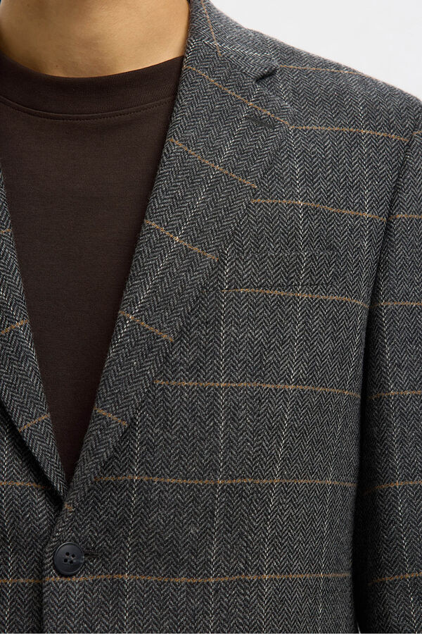 Selected Blazer de lã xadrez Cinzento